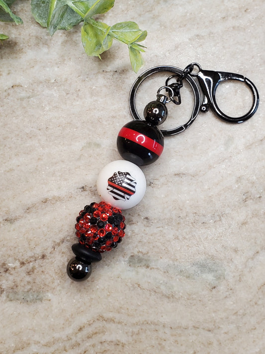 Fire Fighter Keychain-Bubble Beads & Bling