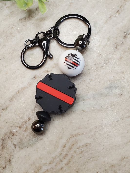 Red Line Badge- Keychain