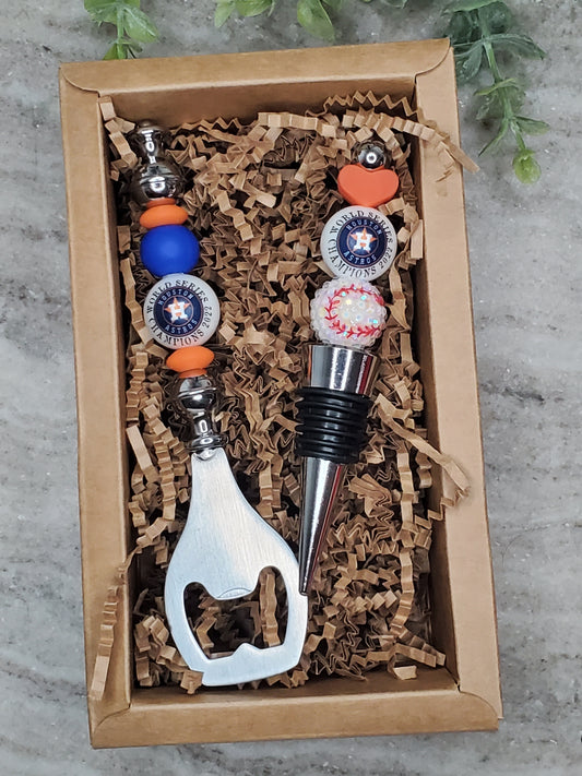 Astros World Series Gift Set- Wine Stopper & Bottle Opener