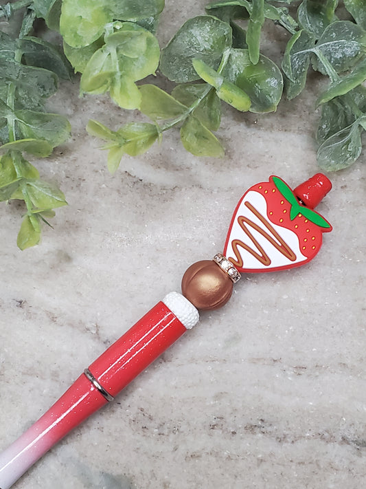White Chocolate Dipped Strawberry- Red ombre pen